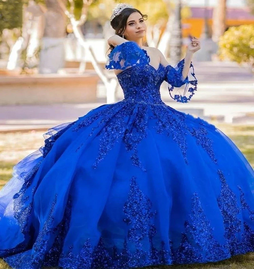 

Royal Blue Quinceanera Dresses Vestido De 15 Anos De Debutante Cinderella Birthday Prom Party Gowns For 15 Years