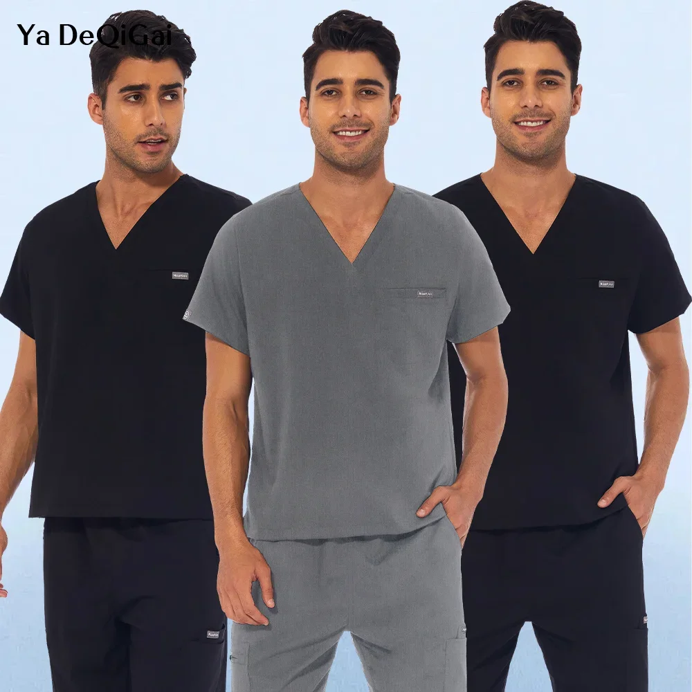 

Men's Fashion Scrubs Tops High Quality Pet Shop Workwear Nurse Nursing Uniform Medical Scrubs Shirts Beauty Salon Blouse Doctor