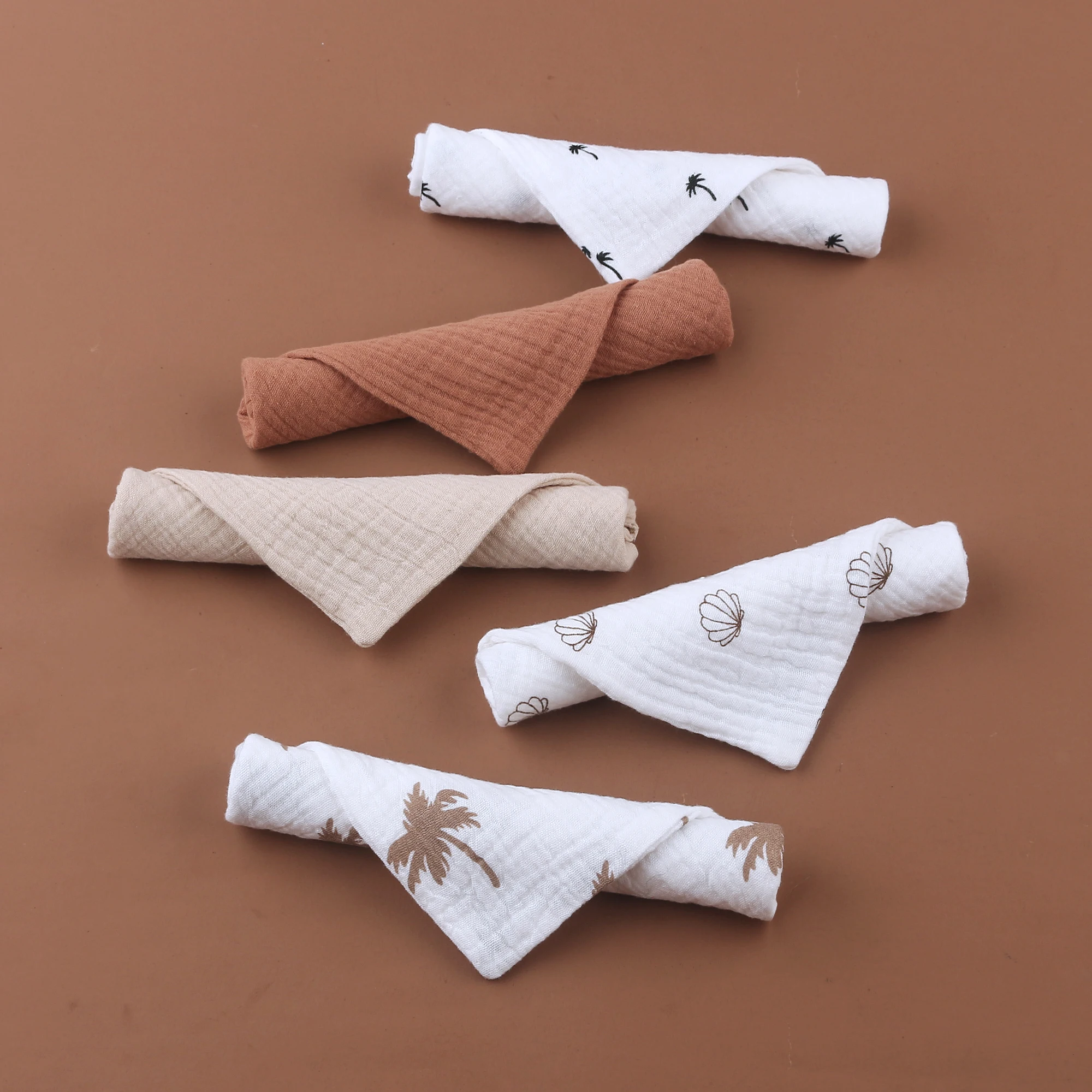 Muslin Cotton Baby Face Towel 5pcs/Sets Newborn Soft Absorbent Gauze Baby Hand Towels Kids Burp Cloths Newborn Stuff