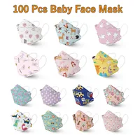 100 Pcs Baby Kids Disposable Face Mask Cartoon 4 Ply Ear Loop For 0-3 Years Old Children Soft Breathable Dust Proof Masks 1