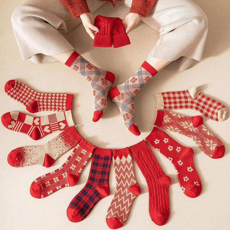 

Lucky Women Cotton Short Socks Middle Tube
