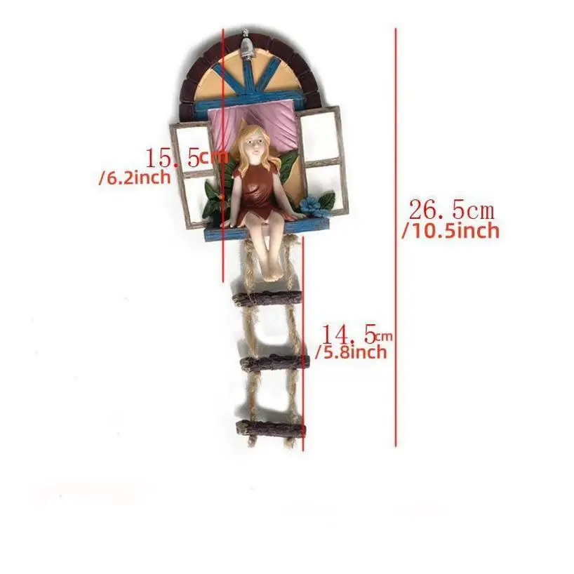 1 Pcs Fairy Gate Decorative Ornaments Resin Crafts Home Decoration Fairy Cute Design Hanging Rope