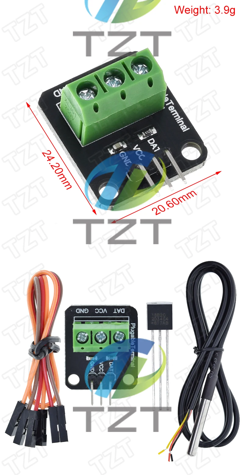 DS18B20 Temperaturerkennungsmodul-Kit, wasserdicht, 100 cm, digitales Erkennungskabel, Edelstahl-Sondenadapter für Arduino – Detail 2