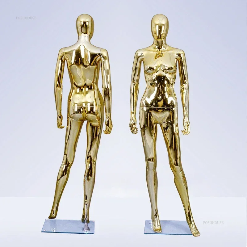 Modern Gold Mannequins for Women's Clothing Stylish Plastic Full Body Mannequins Simple Adult Mannequins for Clothing Stores L