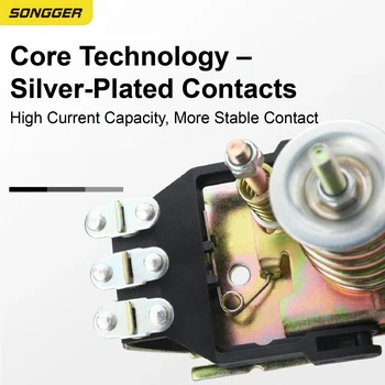 สวิตช์แรงดันแบบกลไกสำหรับปั๊มน้ำ 250V เกลียว G3/8 G1/4 หน้าสัมผัสทองแดงเงิน ควบคุมแรงดันอัตโนมัติ 2