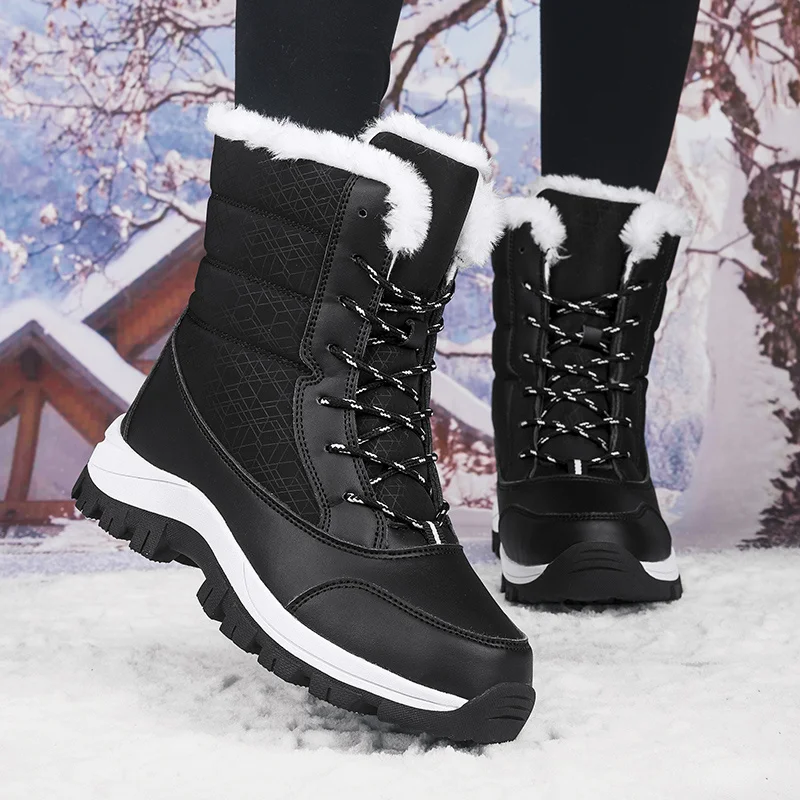 Women's Snow Boots Winter Thermal Fur Lined Boots Waterproof Hiking Trekking Ankle Booties for Woman_voghion.com