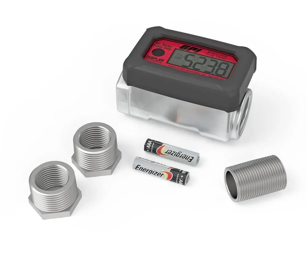 (GALLONS) 01A31GM Aluminum Turbine Fuel Flowmeter with Digital LCD Display, 3-30 GPM, 1-Inch FNPT Inlet/Outlet, 0.75-Inch Reduce