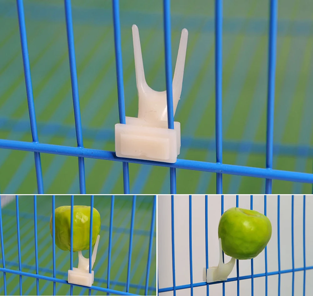 Bird Cage Fruit Fork Parrot Bird Feeder Pet Plastic Food Holder 5 Pcs