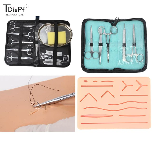 Kit complet de pratique de la suture avec coussinet cutané pour étudiants  en médecine