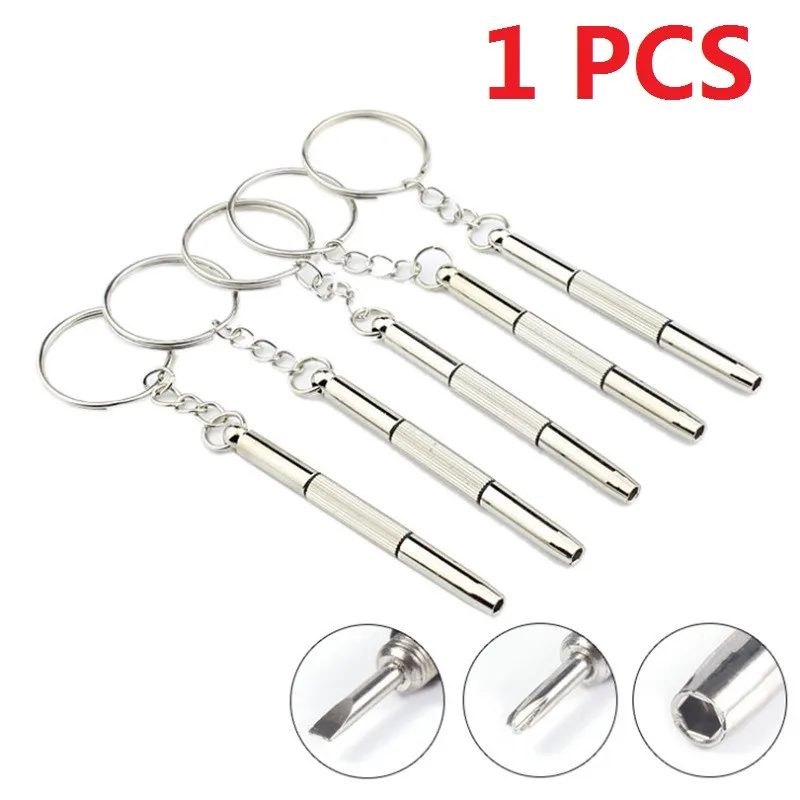 1pcs Mini Screwdriver For Screw Diameter 1.7/2.6mm 3in1 Screwdriver Keychain For Glasses Phone Watch Screw Repair Tools Keyring