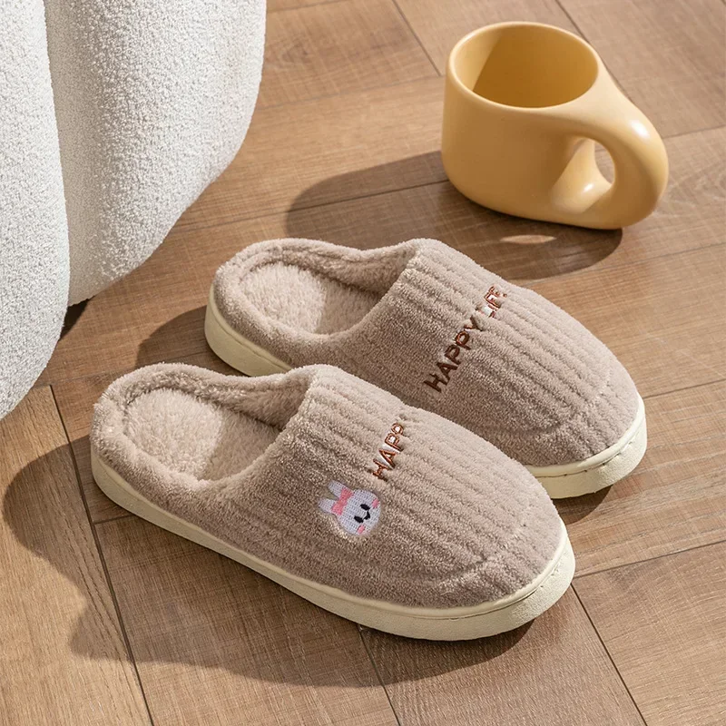 Cotton Slippers for Women Suitable for Home Use Indoor Anti Slip Confinement Shoes Thick Soled Warm for Couples Men Slippers 6
