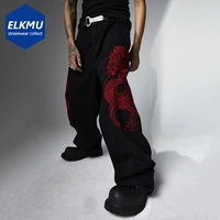 Dragon Embroidery Baggy Jeans Men Streetwear Hip Hop Black Loose Denim Pants 1
