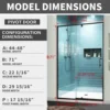 44-48" W x 71" H Piovt Swing Glass Shower Door,Pivot Semi-Frameless Glass Shower Door with 1/4"(6mm) Clear SGCC Tempered Glass 3