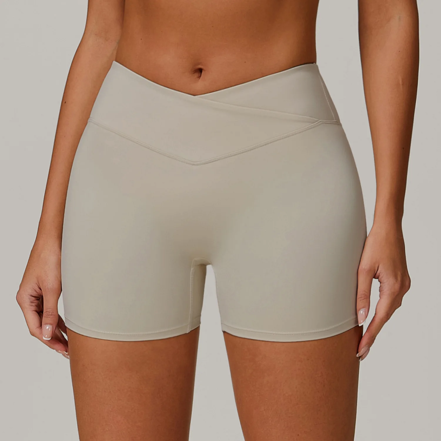 Solid Color Women Fitness Sport Short High Waist Yoga Shorts Fitness Leggings Running Quick-dry Breathable Workout Cycling Short
