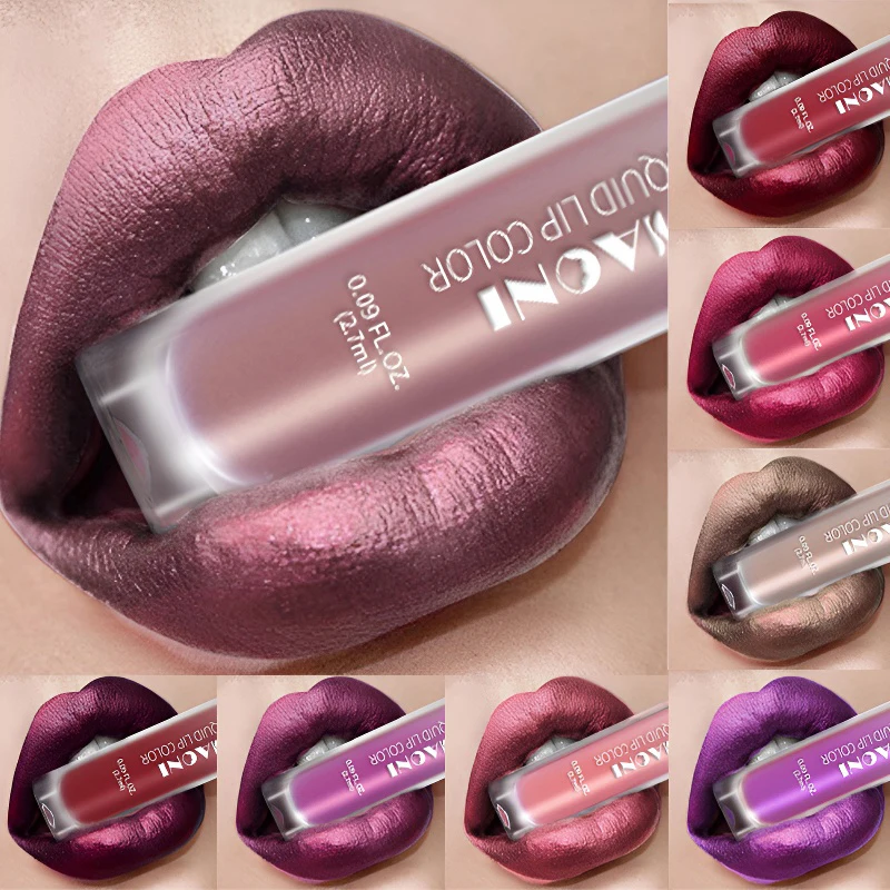 Liquid Lipstick Diamond Metallic Shine Pearlescent Glitter Gloss_voghion.com
