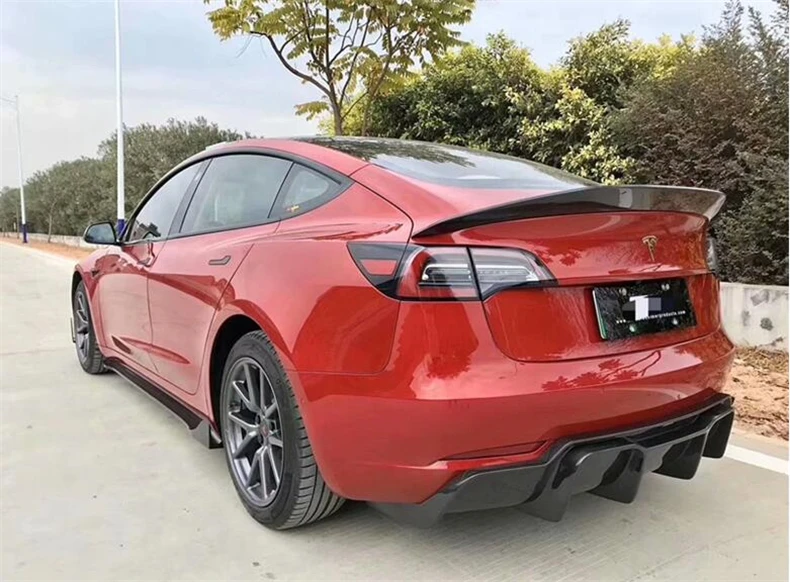 High Quality REAL Carbon Fiber For Tesla Model 3 2019 2020 2021 2022 2023 Front Lip Rear Diffuser Body Side Skirt Kit Spoiler