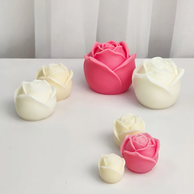 4 Size Rose Silicone Moulds for Valentine\'s Day Ready to Put Rose Gift Chocolate Cake Moulds Candle Moulds Gypsum Resin Moulds