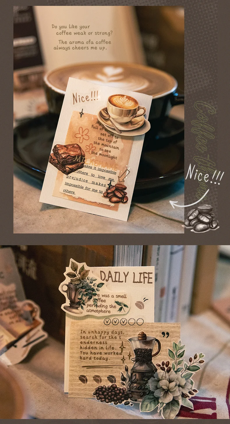 Yoofun 20 teile/los Junk Journal ing dekorative Vintage Aufkleber Kaffee trifft Buchhandlung Aufkleber für Scrap booking Karte Tagebuch Planer – Detail 10