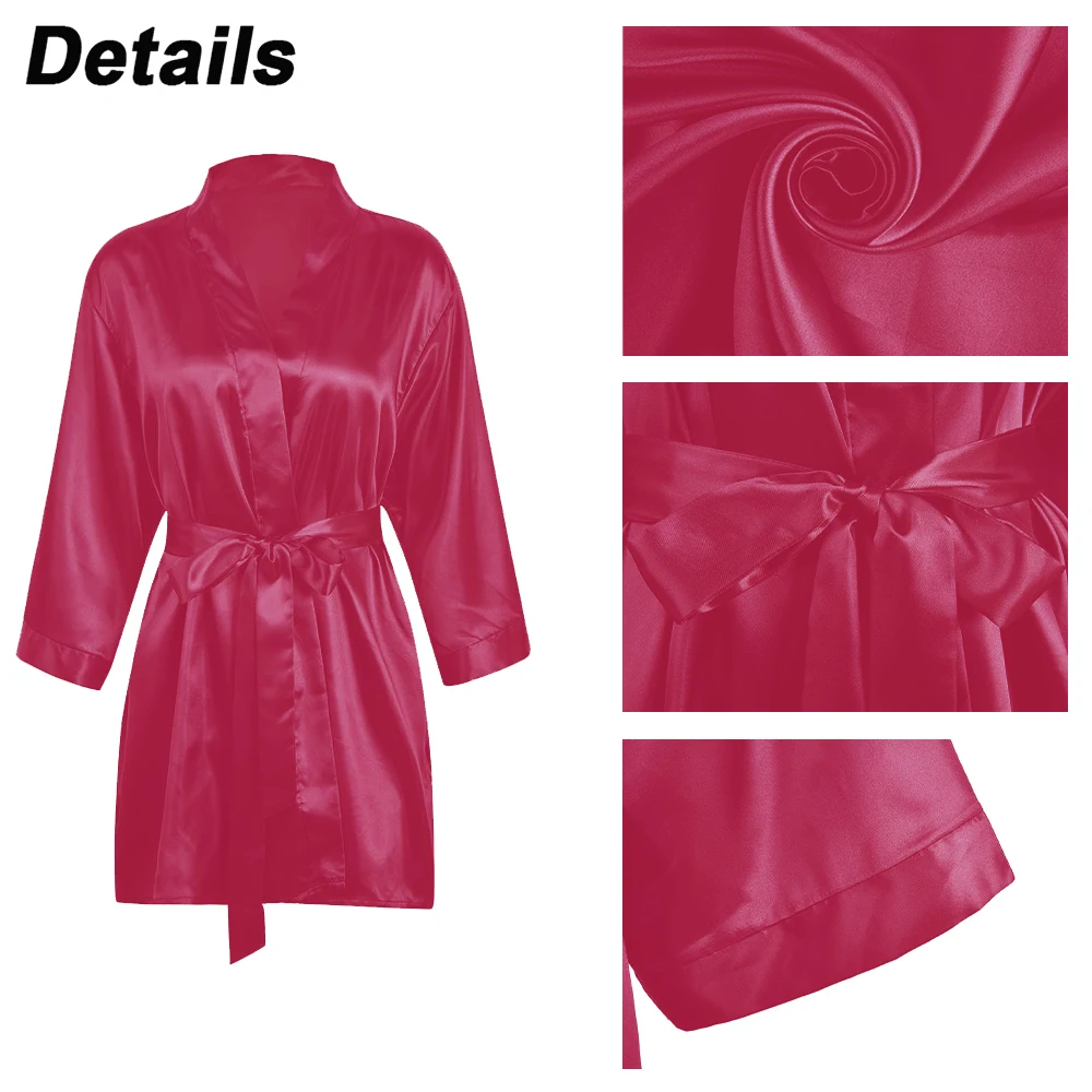 Women Robes Solid Sleepwear Hot Sexy Bathrobe Plus Size Robe Dress Long Sleeve Nightdress Smooth Soft Comfortable Nightwear