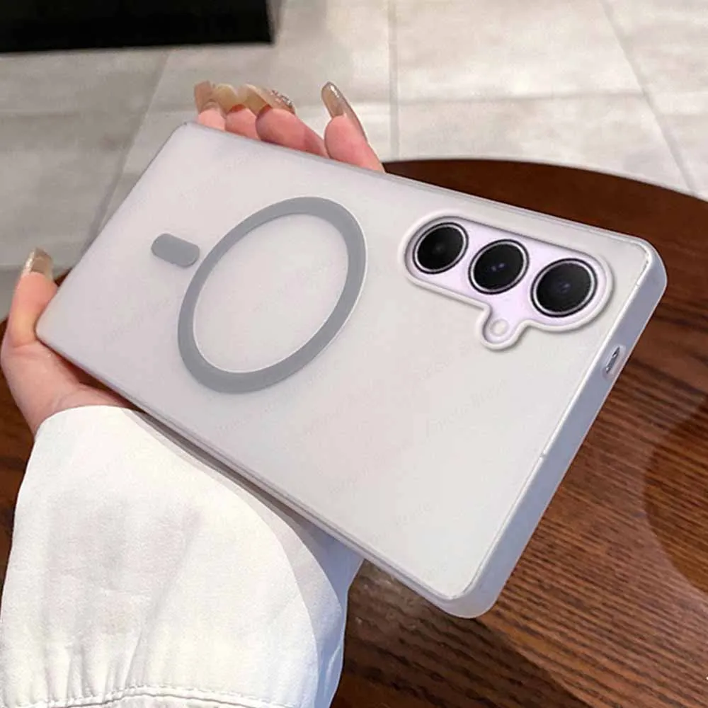 Sleek Transparent Magnetic Phone Case with Matte Finish for Magsafe Compatibility