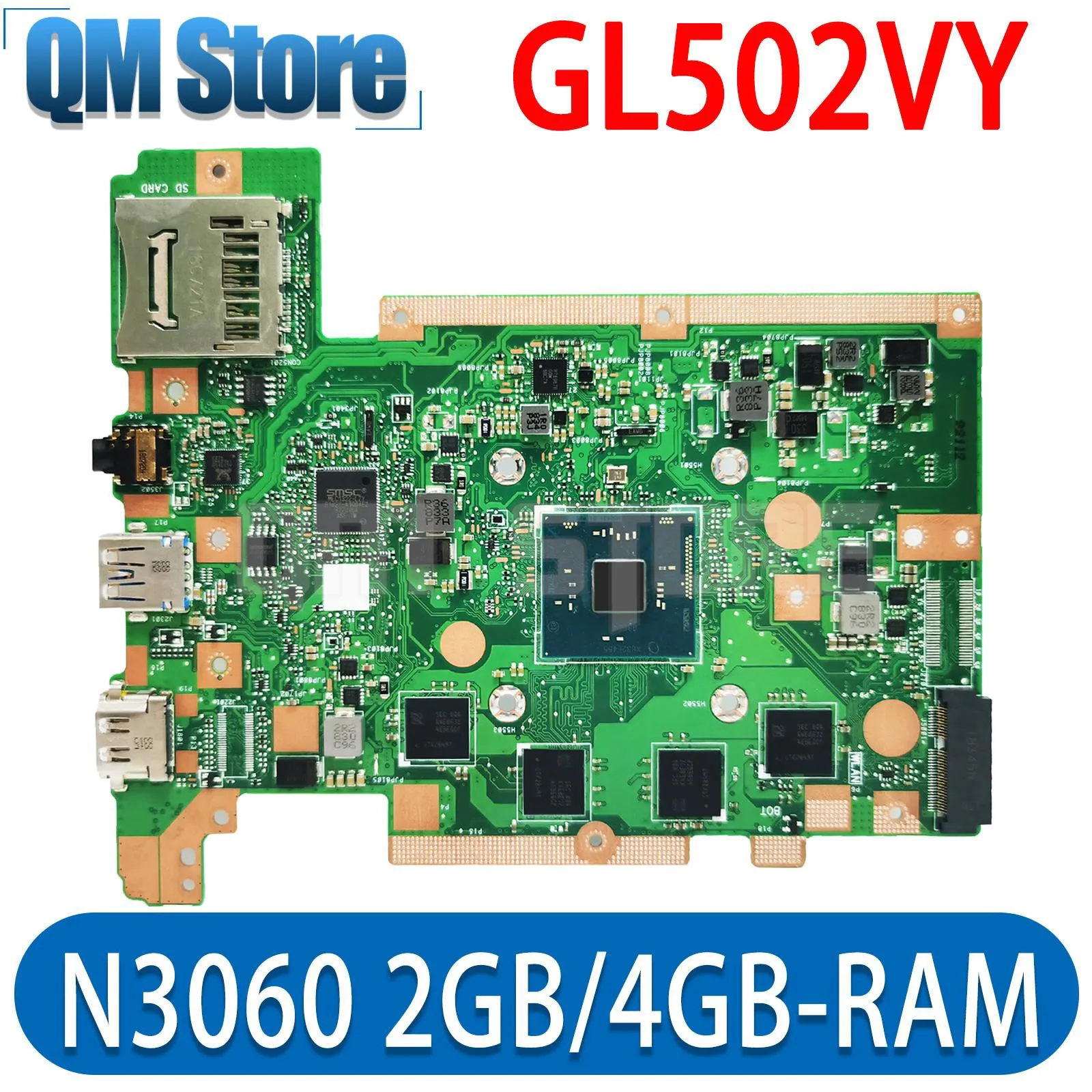 QM C202SA материнская плата для ноутбука N3060 CPU для ASUS C202S C202SA материнская плата для ноутбука 2 ГБ/4 ГБ-ОЗУ SSD-16G/32 ГБ REV 2,0