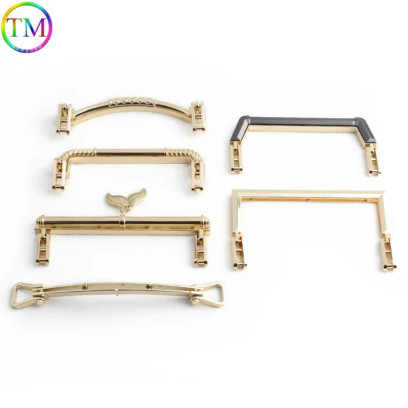 2/10Pcs Flower Bud Head Rectangle Metal Wrist Frame Handle Kiss Clasp Wallet Sewing For Retro Handmade Bags Handles Accessories