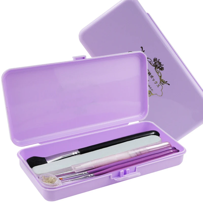 Kunststoff Rechteck Nail Art Aufbewahrungsbox Organizer zum Polieren Datei Puffer Stift Pinsel Fall Zeichenwerkzeug Container – Detail 2