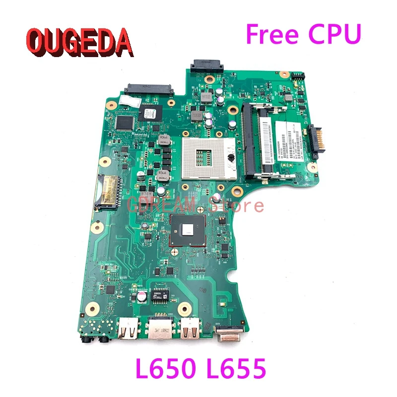 

OUGEDA V000225000 6050A2355202-MB-A03 For Toshiba Satellite L650 L655 Laptop Motherboard HM55 DDR3 free CPU full tested