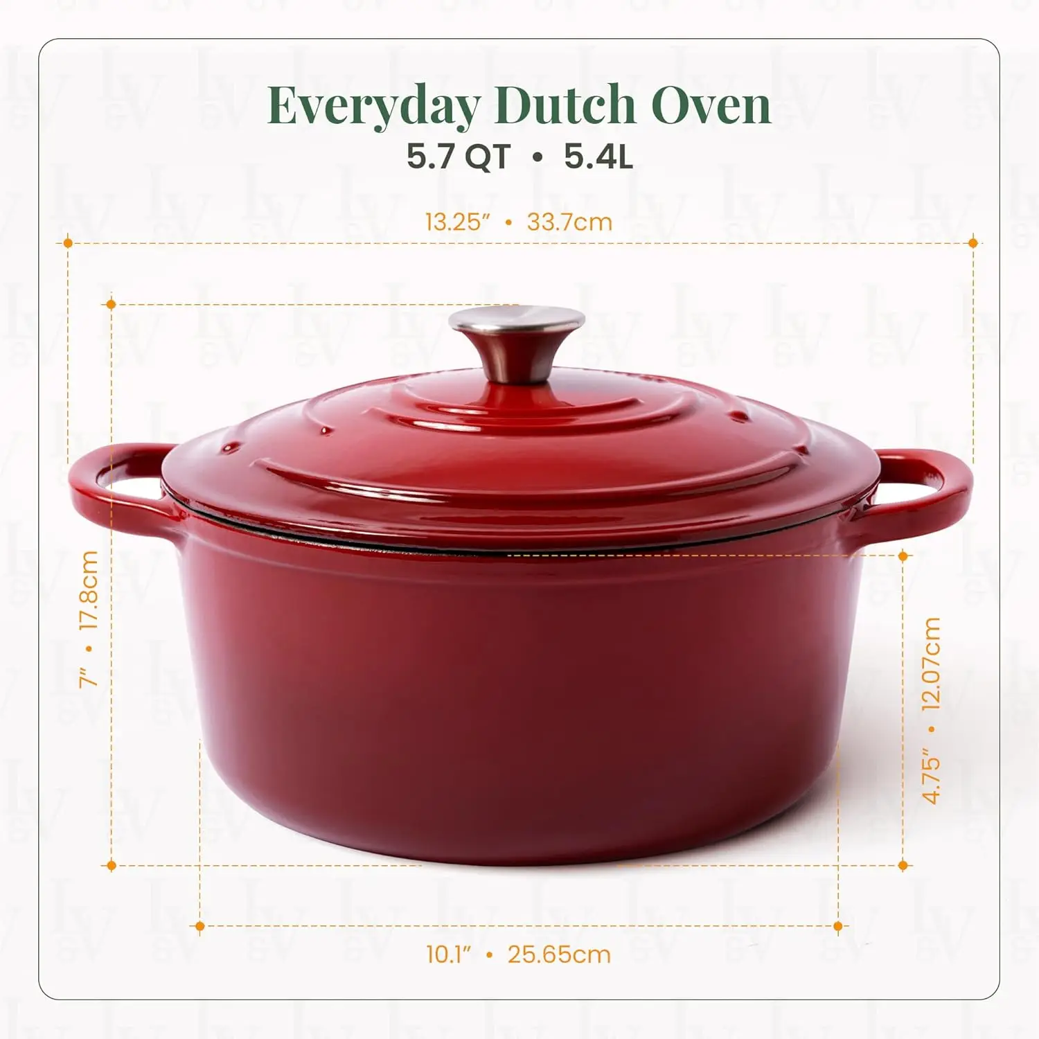 Cast Iron Dutch   5.7qt Dutch Oven Pot with Lid Dutch  for Bread Baking  Compatible on All Cooktops &  Safe to 5 6