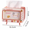Cute Multifunction Tissue Box Holder Square for Home Kawaii Desktop Decor Tv Tissue Box Case Pink Phone Holder Storage Organizer 5