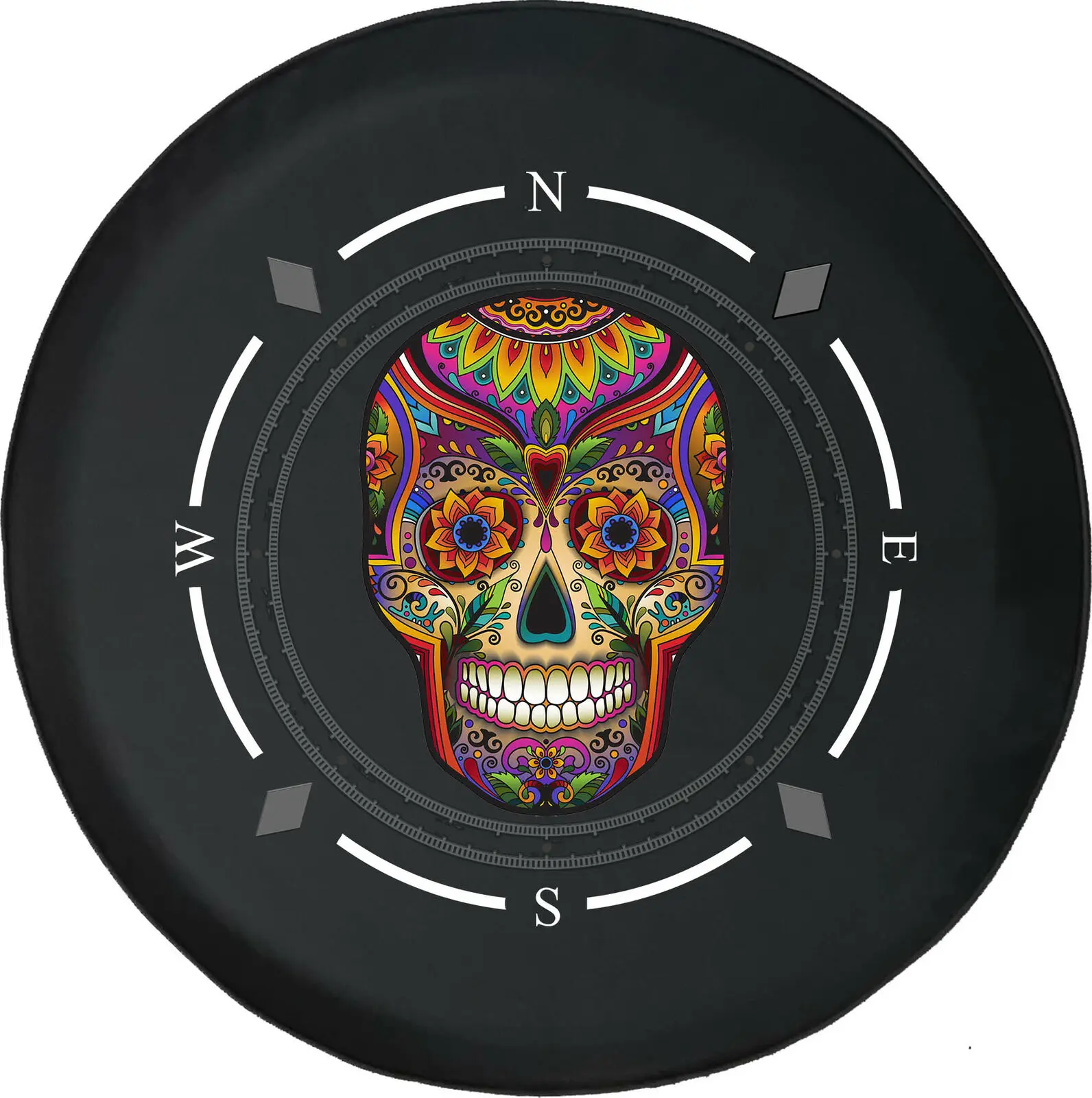 

Spare Tire Cover Compass Purple Sugar Skull Fits Many Vehicles