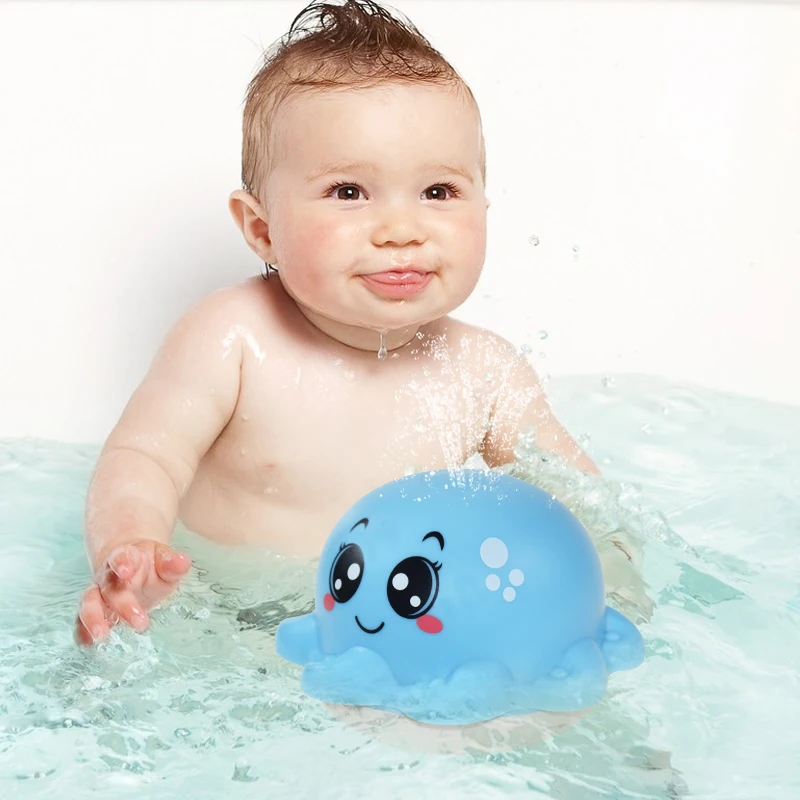 Creative Water Spray Bath Toy Octopus Shape Led Light Water Spray Ball Baby Bath Water Toys Automatic Induction Toys For Kids Gi 2