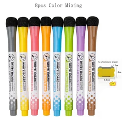 Vibrant Erasable Magnetic Whiteboard Markers with Erasers - Set of 8 Colors for Creative Expression and Office Use (12)