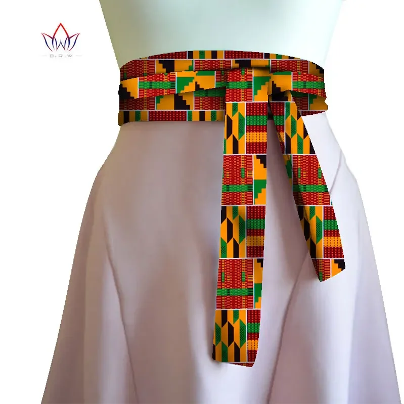 BRW 2023 African Print Obi Ankara Green Yellow Peplum Belt Button Skirts  For Women Gift Handmade Statement Belt Accessory WYX30