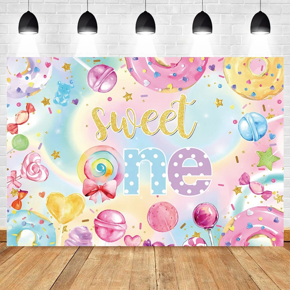 Candy Bar Shop Theme Backdrop Decor Ice Cream Car Cupcake Lollipop Sweet Baby Birthday Party Photography Background Photo Studio