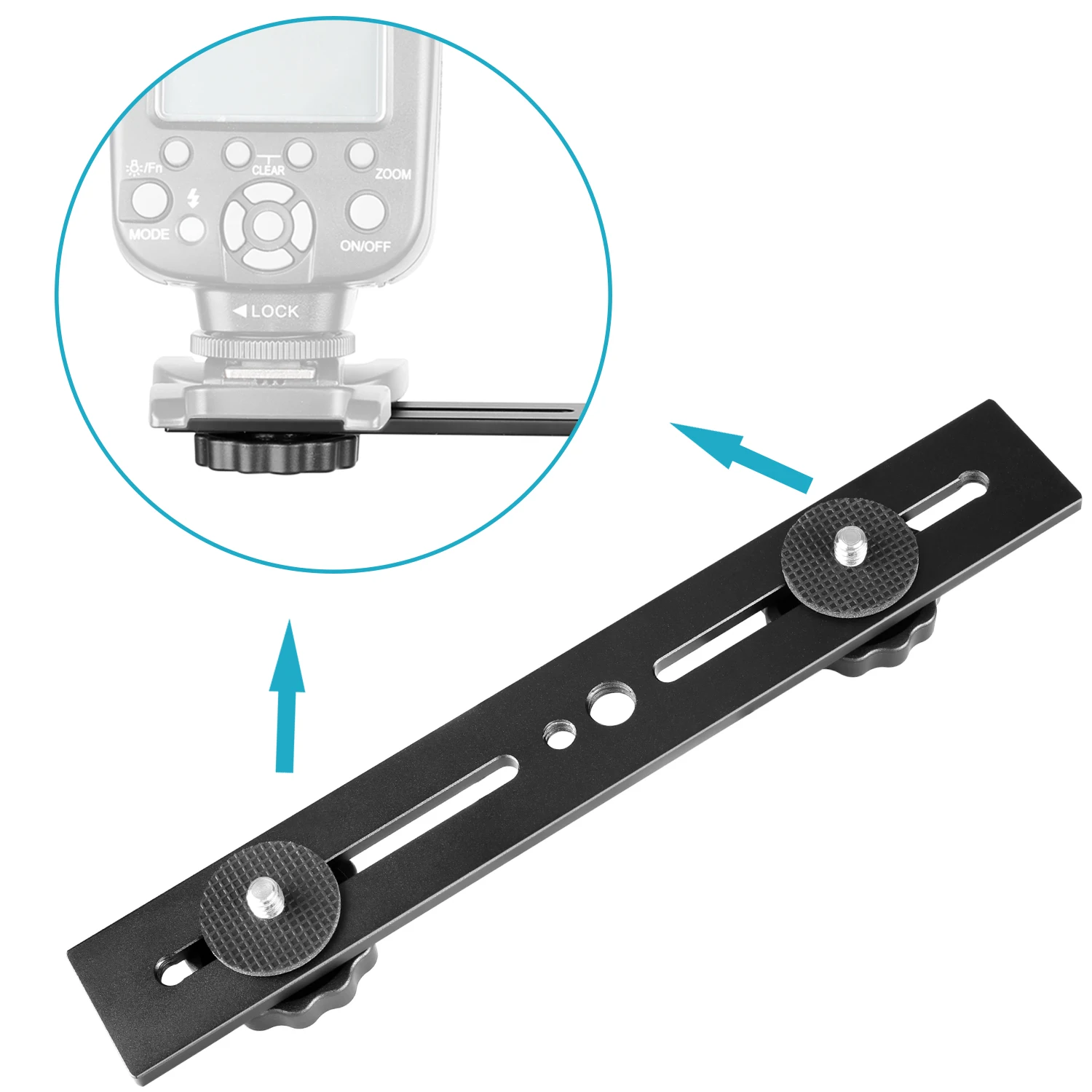 Neewer 8"/20.3cm Dual Camera Mount Tripod Bracket Universal Flash Bracket for DSLR Cameras/3D Stereo Stereoscopic Photography