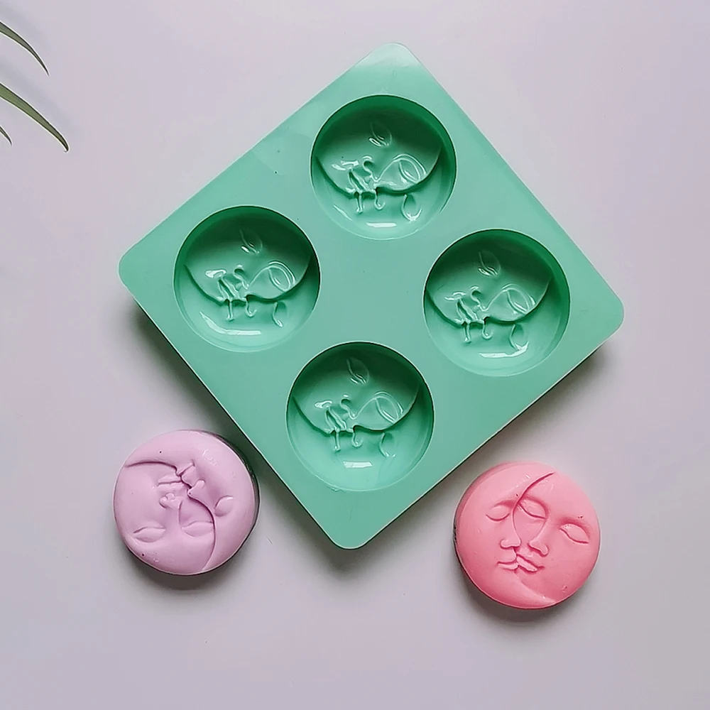 Silicone Soap Molds 4 Cavity Moon Sun Shaped DIY Crafts