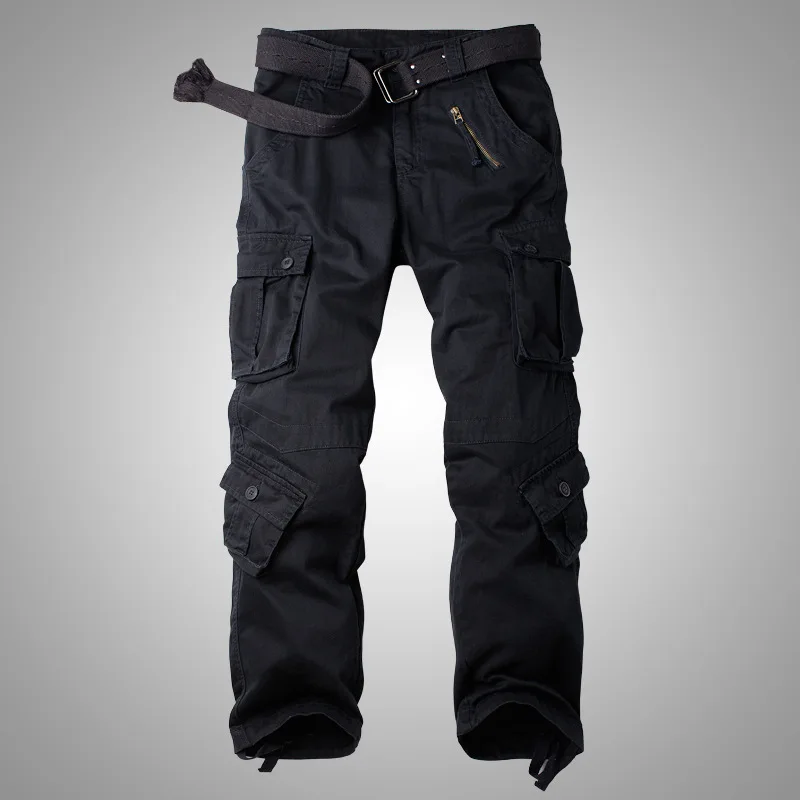 【OY】EIGHT CARGO POCKETS PANTS-BLACK Omthaka Women's Cotton Cargo Pants with 8 Pocket,Black Size