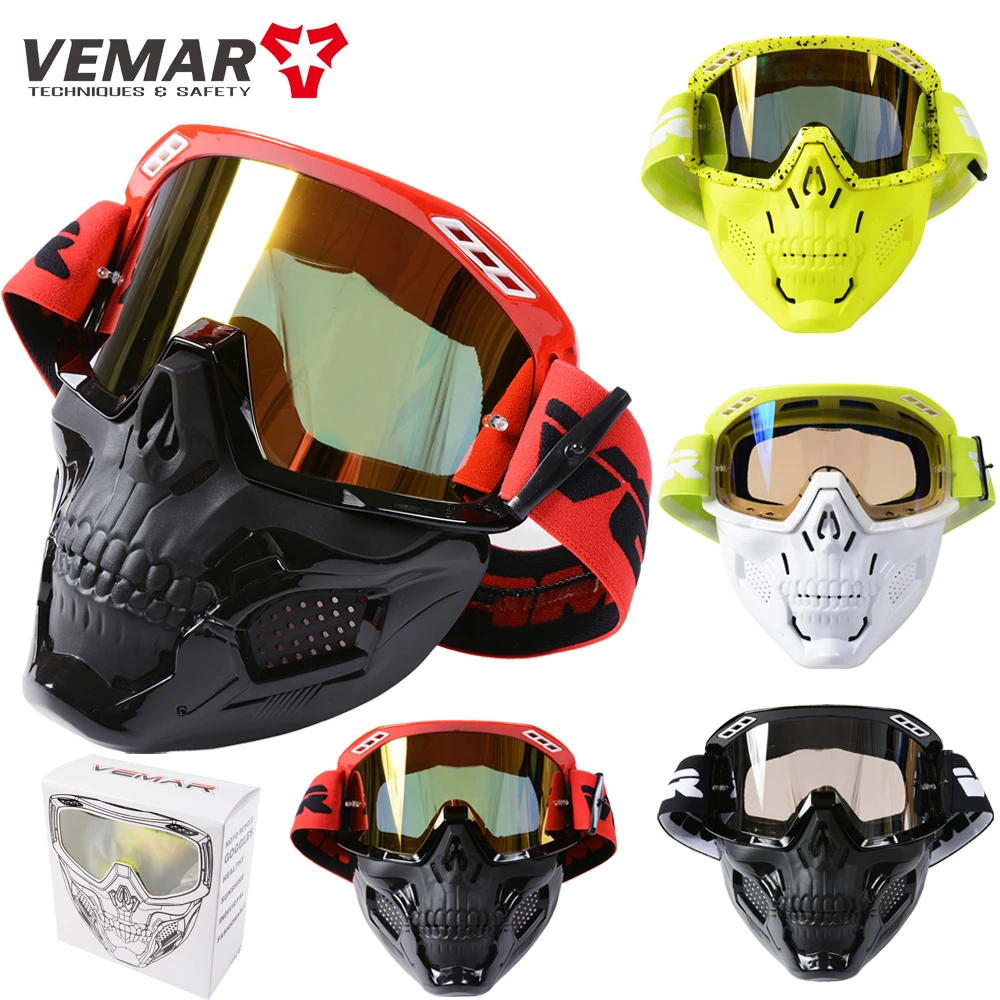VEMAR Detachable Motorcycle Helmet Goggles Cycling Glasses Man