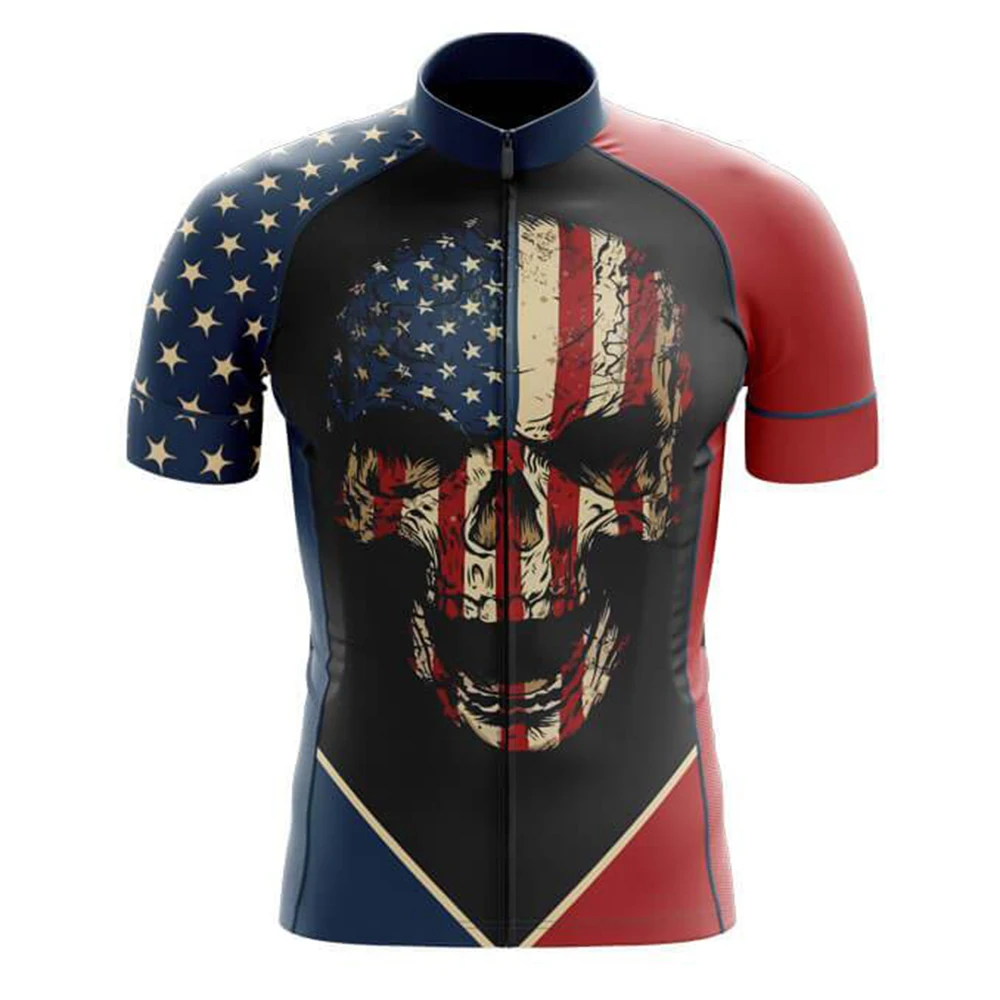 

2023 Men Usa Flag Cycling Jersey Short Sleeve Tops Bicycle MTB Downhill Shirt Road Bike Team Summer Sports Clothing
