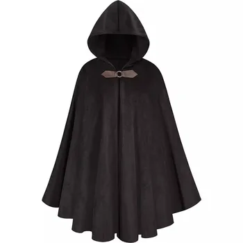 Kids Unisex Pirate Viking Medieval Cloak Retro Hooded Long Cape Coat Cosplay Costume Halloween Party Gothic Vampire Cos