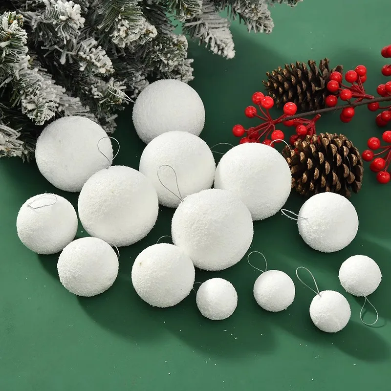 Christmas tree ornaments white foam balls Xmas tree hanging ornaments home wedding party festival decoration globe supplies 6/12Pcs