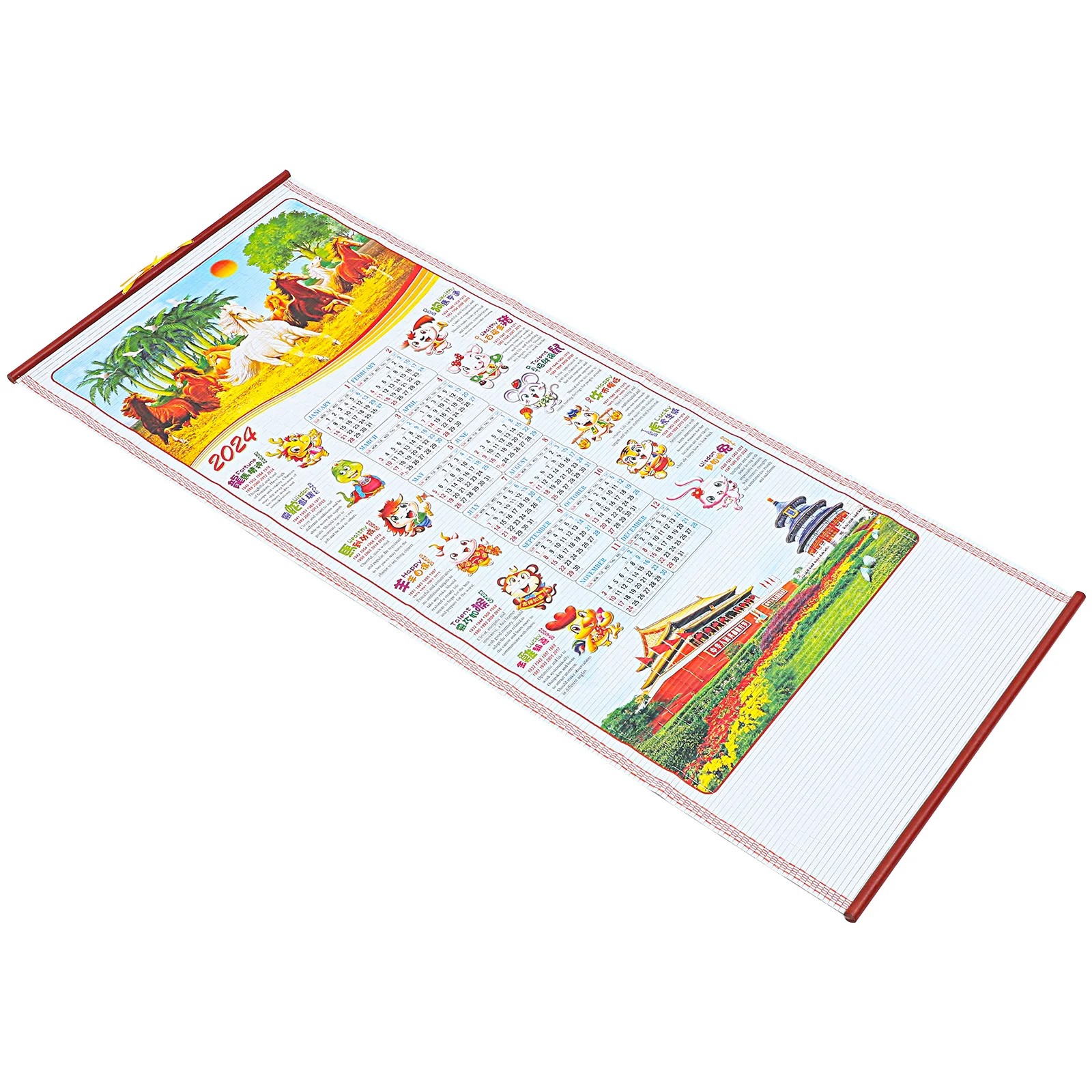 

2024 Wall Calendar Chinese Zodiac Hanging Scroll Calendar Year The Dragon Calendar Guanyin Monthly Lunar Calendar Feng