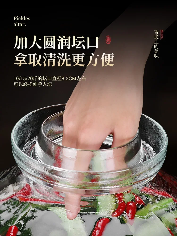 Traditional Fermenting Kit Crock with Water Seal Airlock Lid for Pickles Kimchi Sauerkraut Glass Jar with Lid Fermentation Jar