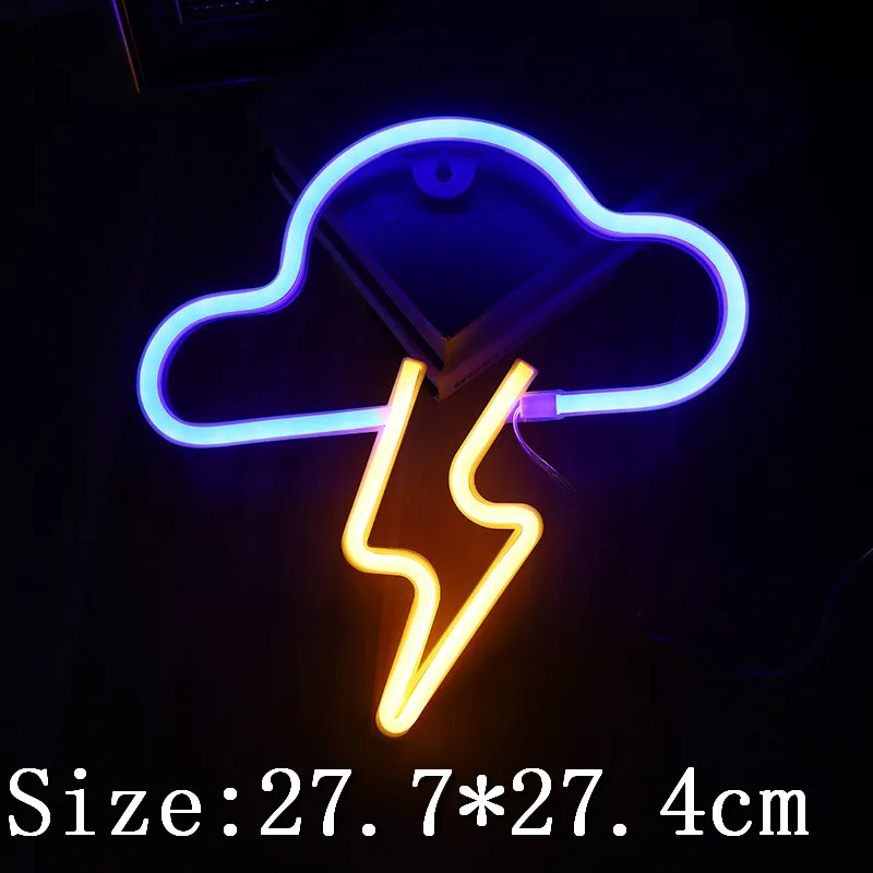 Cloud + Lightning Neon Sign LED Neon Lights Wall Decoration Hanging Lamps for Room Kids Birthday Gifts Battery or USB Operated Night Lights Night Lights