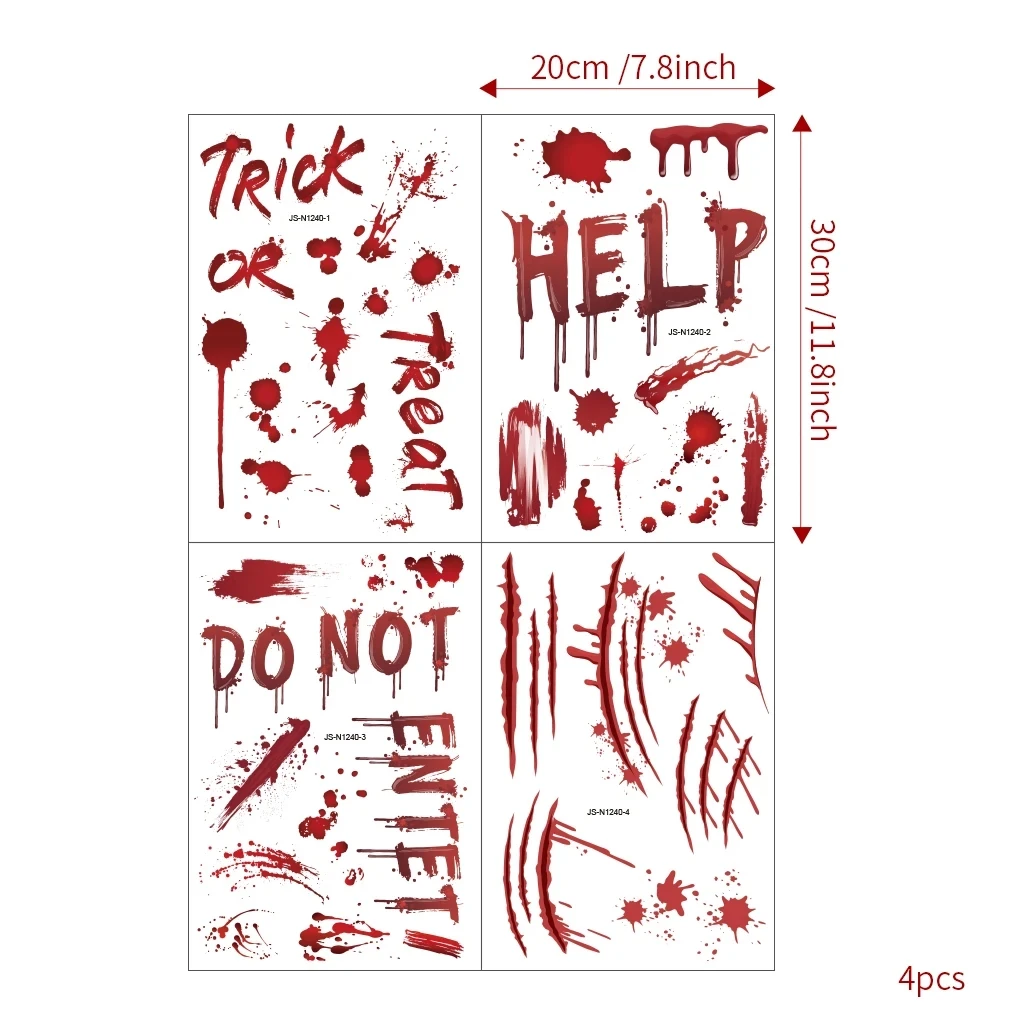 Halloween Horror Blood Print Haunted House Decoration Stickers Kitchen Bedroom Room Decoration Wall Static wall stickers,self adhesive stickers,kitchen wall sticker