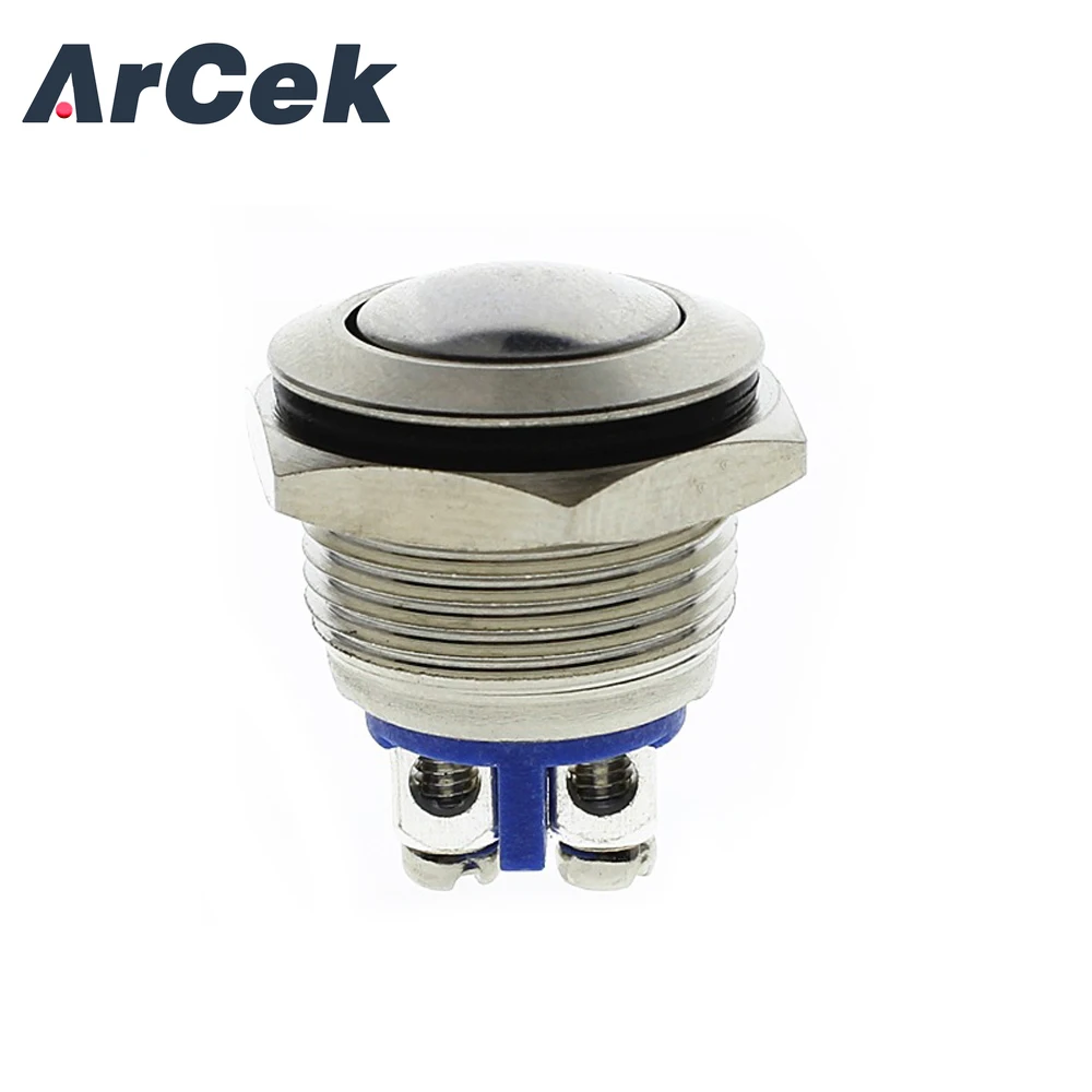 

AC 250V 3A переключатель из нержавеющей стали 16 мм металлический Мгновенный Круглый кнопочный переключатель N O нормально открытый