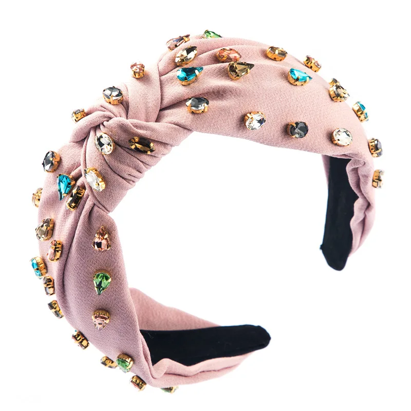 

LuxHoney Fashion Multi-Colour Glass Inlaid Wide Knot-Shape Embellished Headbands for Women In Wedding Party Statement Accessory