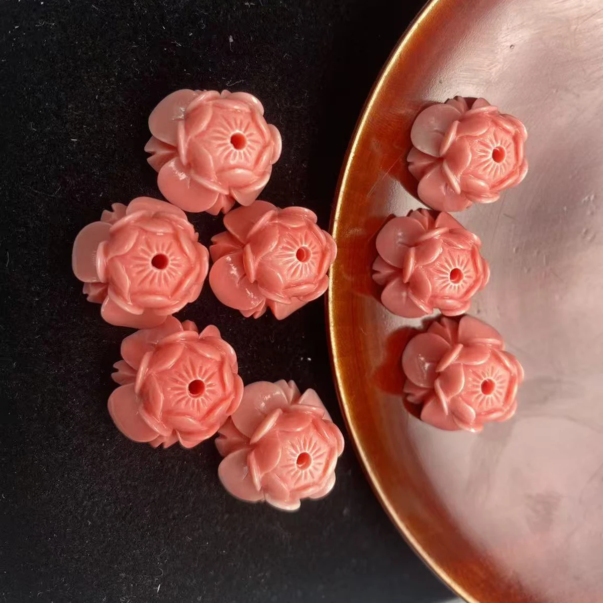 10Pcs 로터스 스론 루즈 비즈 쉘 파우더 아이솔레이션 비즈 쥬얼리 만들기 DIY 팔찌 목걸이 체인 액세서리