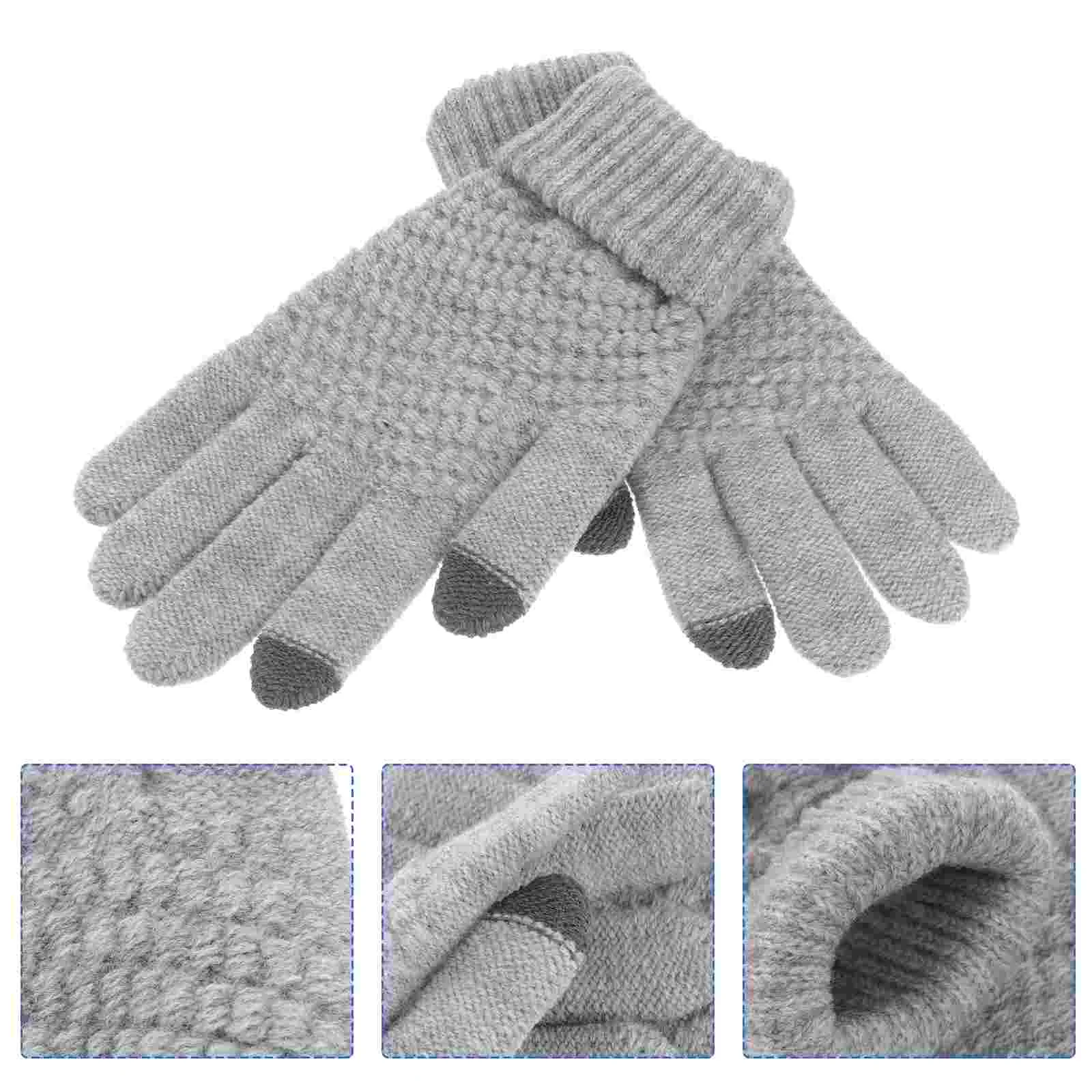 

Pair of Wool Knitted Gloves for Touch Screen Cellphone / Tablet / MP5 (Grey)